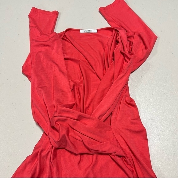 Maxmara Soft Jersey Faux Wrap 3/4 Sleeve Tops - Picture 6 of 8